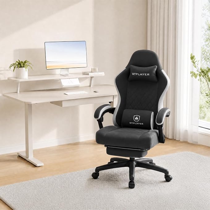 N-GEN GAMING Gaming Chair with Footrest, Lumbar, High-Back, All Black - Image 6