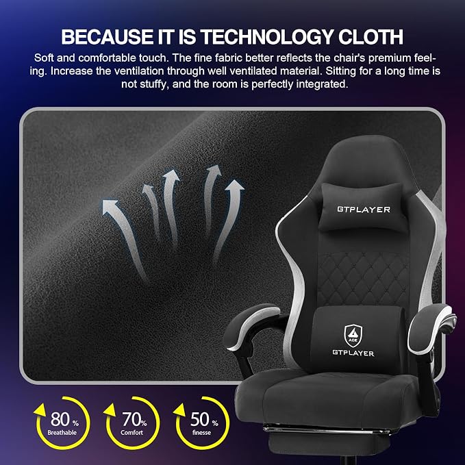 N-GEN GAMING Gaming Chair with Footrest, Lumbar, High-Back, All Black - Image 2
