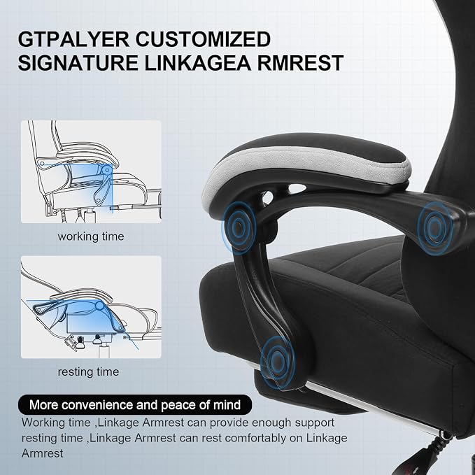 N-GEN GAMING Gaming Chair with Footrest, Lumbar, High-Back, All Black - Image 3